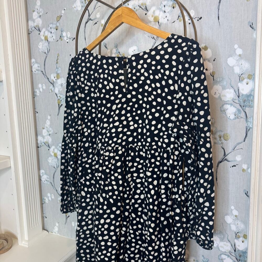 Who What Wear Polka Dot Square Neck Midi Dress Black White Long Sleeve Large - Picture 7 of 7